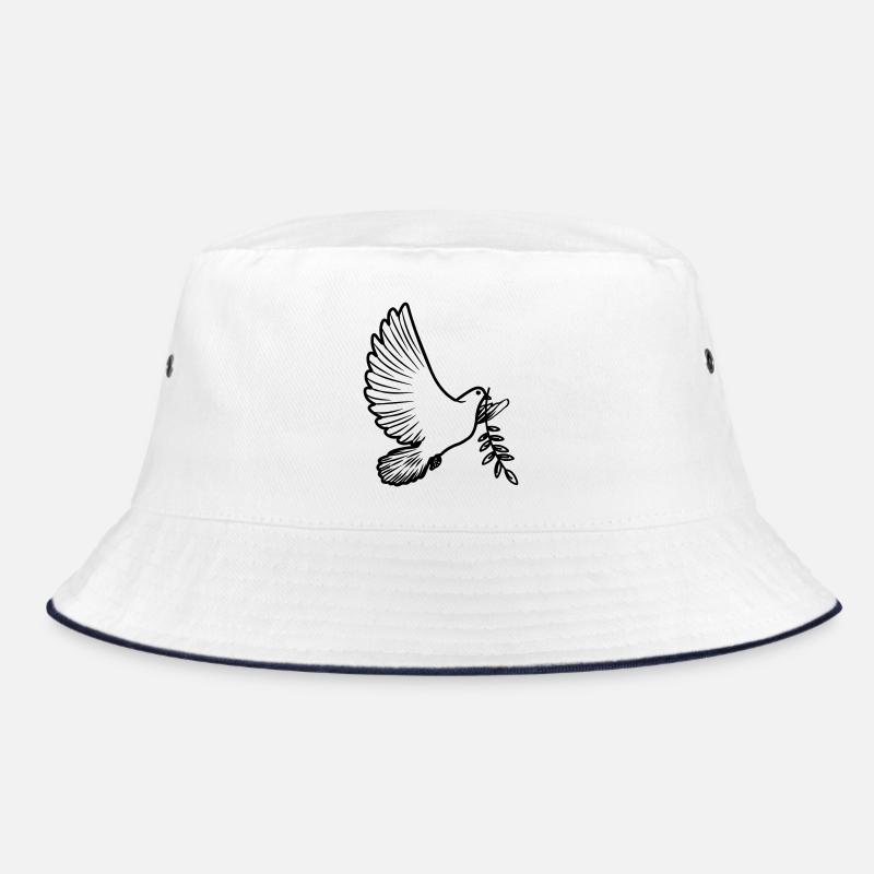 Transparente Friedenstaube mit Lorbeerzweig Friedenstaube - Bucket Hat - Weiß/Navy