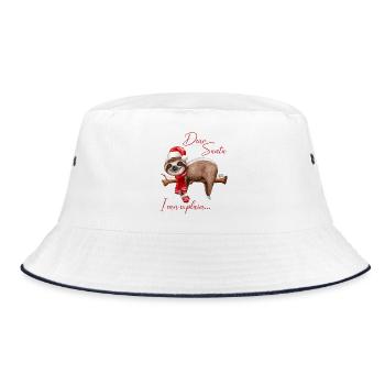 Weihnachten Spruch Weihnachtsspruch Faultier Santa - Bucket Hat - Weiß/Navy - Vorne