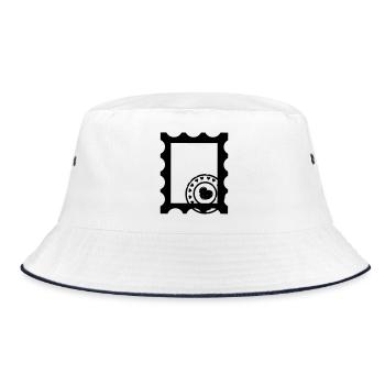 Stamp contour with stamp with hearts - Bucket Hat - white/navy - Front