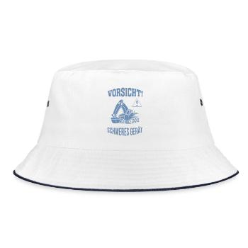 Bagger Baggerfahrer Baugeräteführer Schweres Gerät - Bucket Hat - Weiß/Navy - Vorne