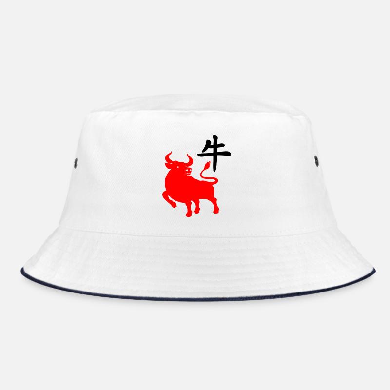 Chinesisches Zeichen rotes os mit os-Bild Bucket Hat