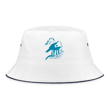 Abstrakt - Bucket Hat - Weiß/Navy - Vorne