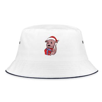 Christmas Kangaroo Baby with Gift - Bucket Hat - white/navy - Front