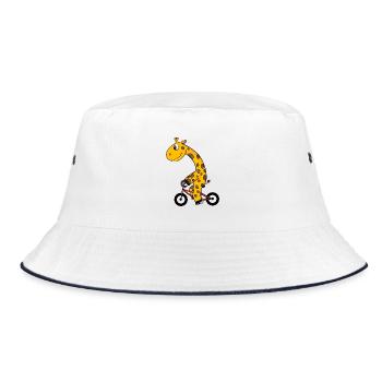 Giraffe fährt Fahrrad - Bucket Hat - Weiß/Navy - Vorne