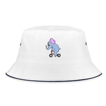 Elefant fährt Fahrrad - Bucket Hat - Weiß/Navy - Vorne