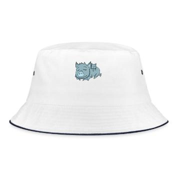 Bat with Baby Bat - Family - Bucket Hat - white/navy - Front