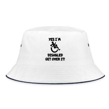 Ich bin behindert. Kommen Sie darüber hinweg* - Bucket Hat - Weiß/Navy - Vorne