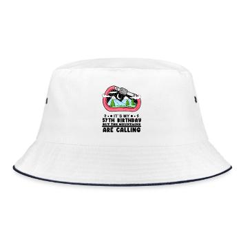 Hiking 57th birthday hiker 57 years old - Bucket Hat - white/navy - Front