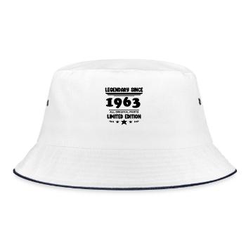 1963 - Jahrgang 1963 - Baujahr 1963 - Bucket Hat - Weiß/Navy - Vorne