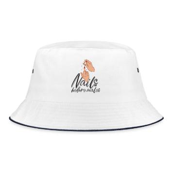 Nägel Vor Männern Nageldesignerin - Bucket Hat - Weiß/Navy - Vorne