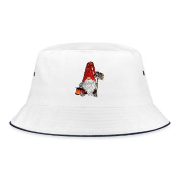 Papa Wichtel Christmas Gnom - Bucket Hat - Weiß/Navy - Vorne