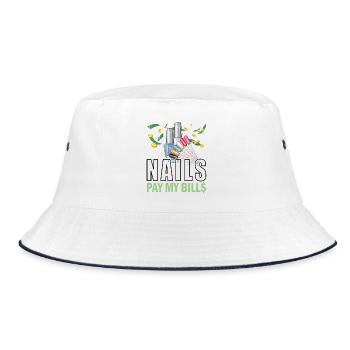 Nägel Zahlen Meine Rechnungen Maniküre - Bucket Hat - Weiß/Navy - Vorne