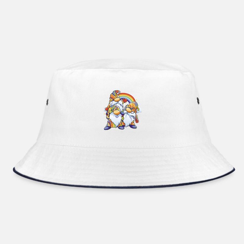 Rainbow Gnome Duo - Bucket Hat - Weiß/Navy