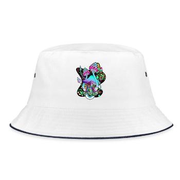 Magic Mushrooms Pilz Augen Kunst - Bucket Hat - Weiß/Navy - Vorne