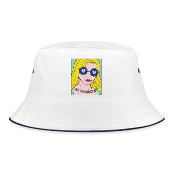 Keine Sorgen Pop-Art Porträt - Bucket Hat - Weiß/Navy - Vorne