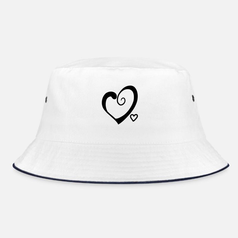 Herz Herze - Bucket Hat - Weiß/Navy