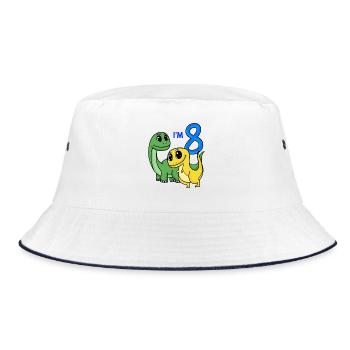 8th birthday boy - 8 years Dino gift - Bucket Hat - white/navy - Front