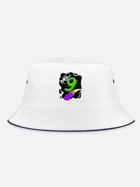 9. Geburtstag - 9 Jahre Astronaut Jungen Geschenk - Bucket Hat - Weiß/Navy
