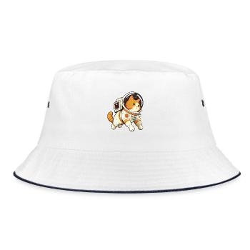 Space Cat Cute - Lustiger Tierhumor - Bucket Hat - Weiß/Navy - Vorne