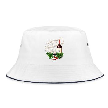 in my kitchen I am Chef Wine Glass Bottle - Bucket Hat - white/navy - Front