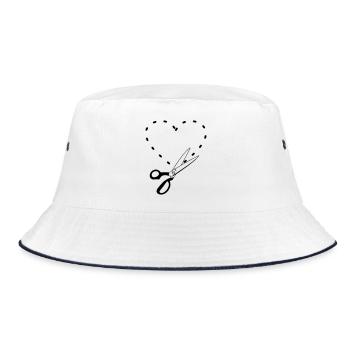 Pattern cutting heart - Bucket Hat - white/navy - Front