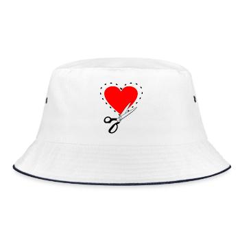 Pattern cutting red heart - Bucket Hat - white/navy - Front
