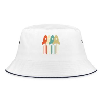 Vintage Raketenwissenschaftler Luft- und Raumfahrttechnik - Bucket Hat - Weiß/Navy - Vorne