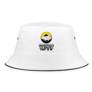 49th birthday hiker 49 years old mountain hiking - Bucket Hat - white/navy - Front