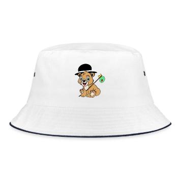 Bär auf Reise – niedliches Abenteurer Tier - Bucket Hat - Weiß/Navy - Vorne