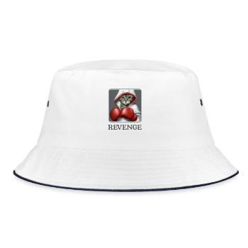 Rache. Die süße Boxkatze. Katzen - Bucket Hat - Weiß/Navy - Vorne