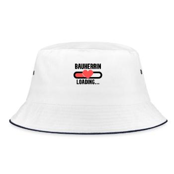 Bauherrin werden - Hausbau Baustelle Richtfest - Bucket Hat - Weiß/Navy - Vorne