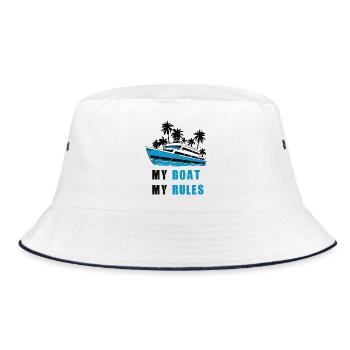 Mein Boot meine Regeln - Bucket Hat - Weiß/Navy - Vorne