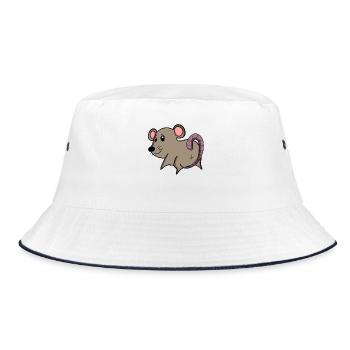 Maus von hinten - Maus Hintern - Maus Arsch - Bucket Hat - Weiß/Navy - Vorne