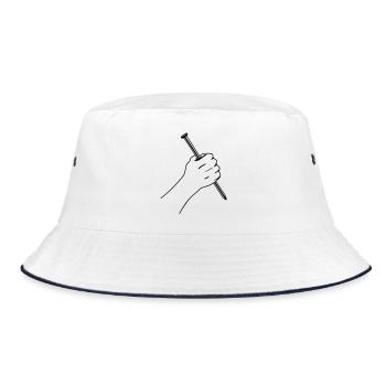 Großer Nagel in Faust - Bucket Hat - Weiß/Navy - Vorne