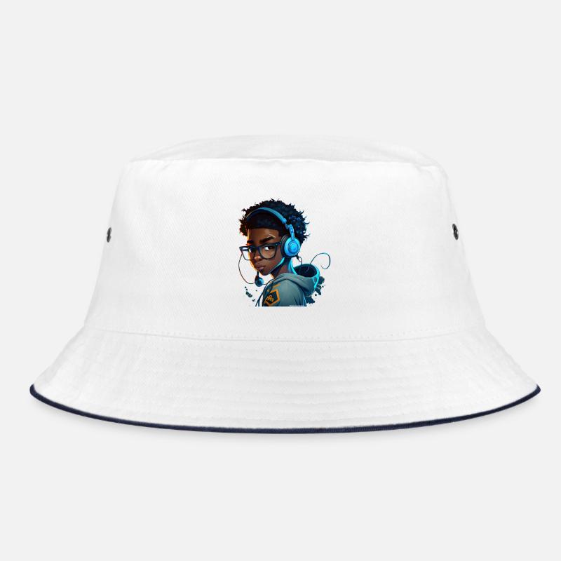 Digital gaming character with headset Bucket Hat