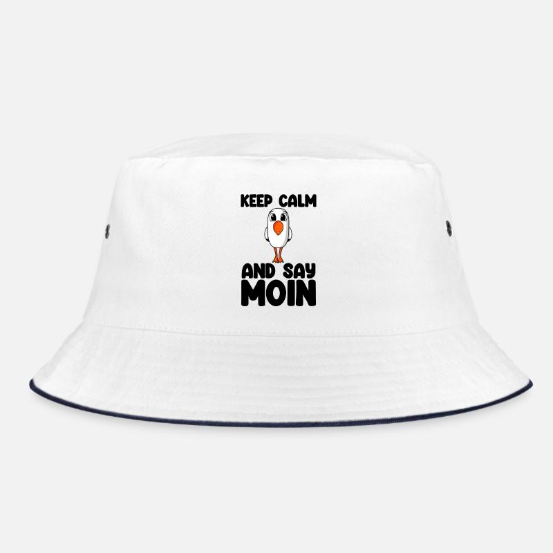 Nordsee Plattdeutsch Spruch Moin Möwe - Bucket Hat - Weiß/Navy
