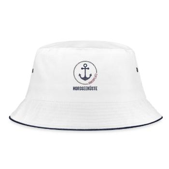 Nordsee Ankerplatz Emblem - Bucket Hat - Weiß/Navy - Vorne