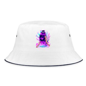 Fleur Enfant Noir-Rose Cheveux Rose Fille Violet - Bob - blanc/marine - Devant