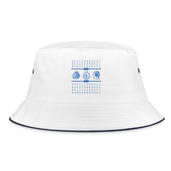 Seashells and Compass - Nautical Theme Lovers - Bucket Hat - Weiß/Navy - Vorne