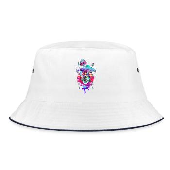 Zauberpilze Psychedelic Pilz Augen Kunst - Bucket Hat - Weiß/Navy - Vorne