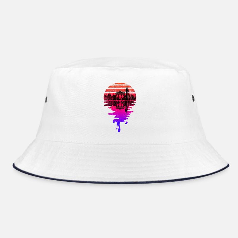 Berlin Skyline Vaporwave Sunset Bucket Hat