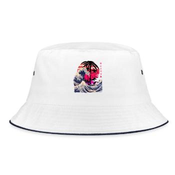 the big wave off Kanagawa - Vaporwave - Bucket Hat - white/navy - Front