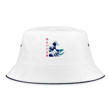 The big wave off Kanagawa - Bucket Hat - white/navy - Front