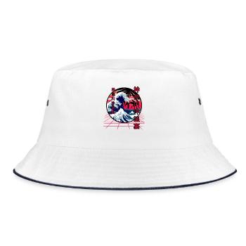 the big wave off kanagawa retro wave - Bucket Hat - white/navy - Front