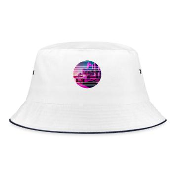 Retro Wave Sport 80s Vaporwave Sunset - Bucket Hat - white/navy - Front