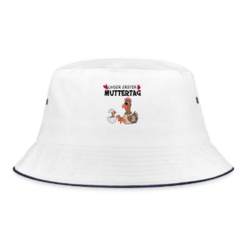 Muttertag - erster Muttertag Geschenk - Bucket Hat - Weiß/Navy - Vorne