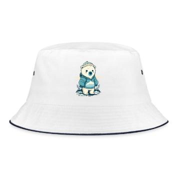 Lone little polar bear - Bucket Hat - white/navy - Front