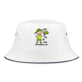 Hier! Dir ist was runtergefallen - Gehirn - Bucket Hat - Weiß/Navy - Vorne