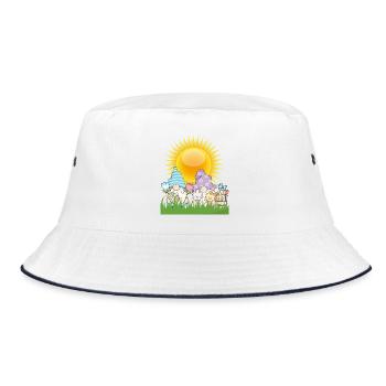 Sonnige Frühlingszwergeparade - Bucket Hat - Weiß/Navy - Vorne