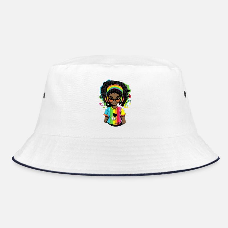 Leuchtender Reggae-Pullover mit Rainbow-Design Bucket Hat
